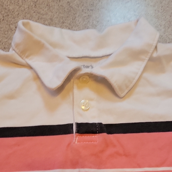 Carter's Colorful Striped Polo Shirt - White, Pink, Yellow Size 5T - Picture 3 of 7